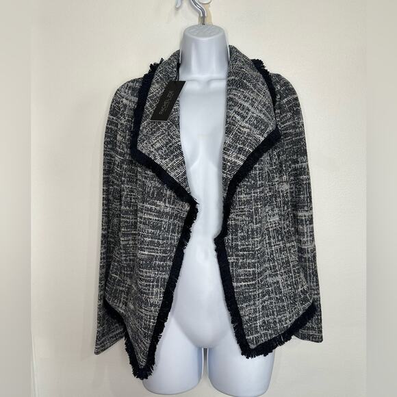 NWT Rachel Zoe Navy Tweed Fringe Jacket Size XS - Picture 3 of 8